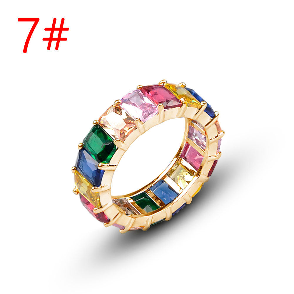 Wholesale Jewelry Colored Square Zirconia Copper Rings